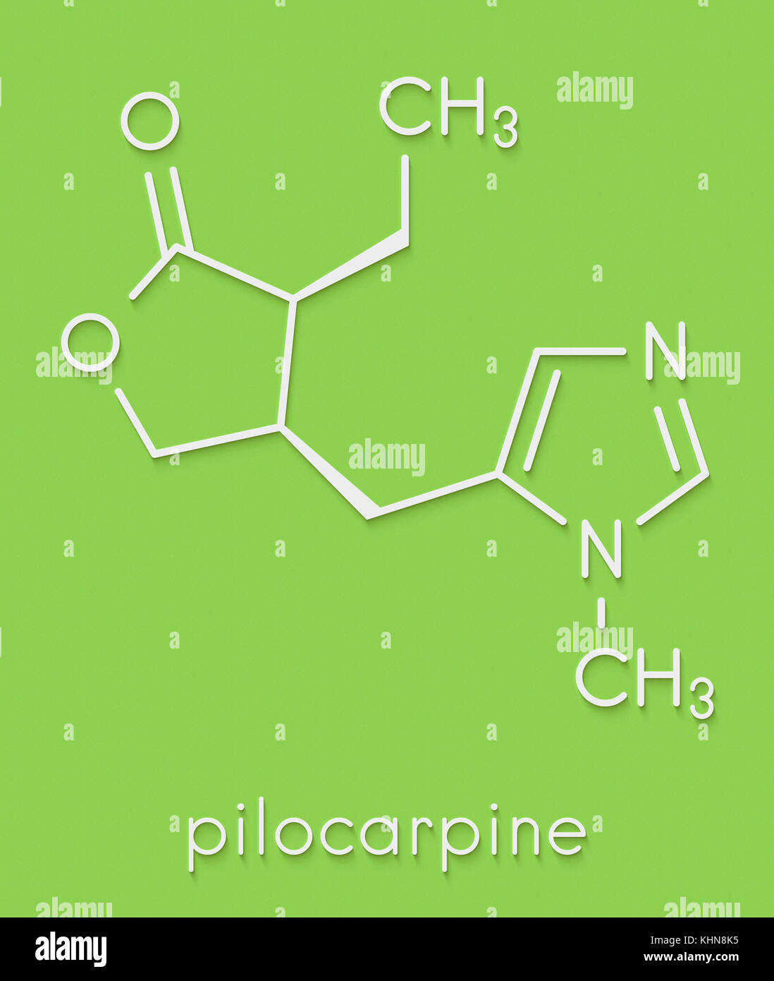 Pilocarpine alkaloid drug molecule. Used in treatment of and