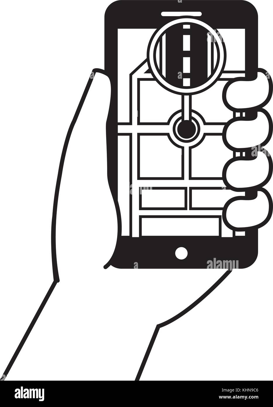hand holding smartphone gps navigation street Stock Vector Image & Art ...