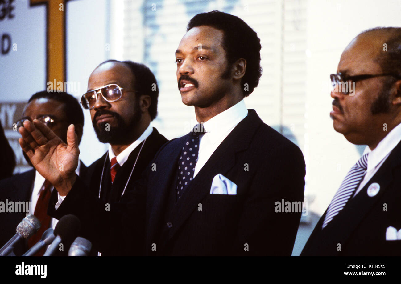 Jesse Jackson campaigns during his 1984 bid for President of the United ...