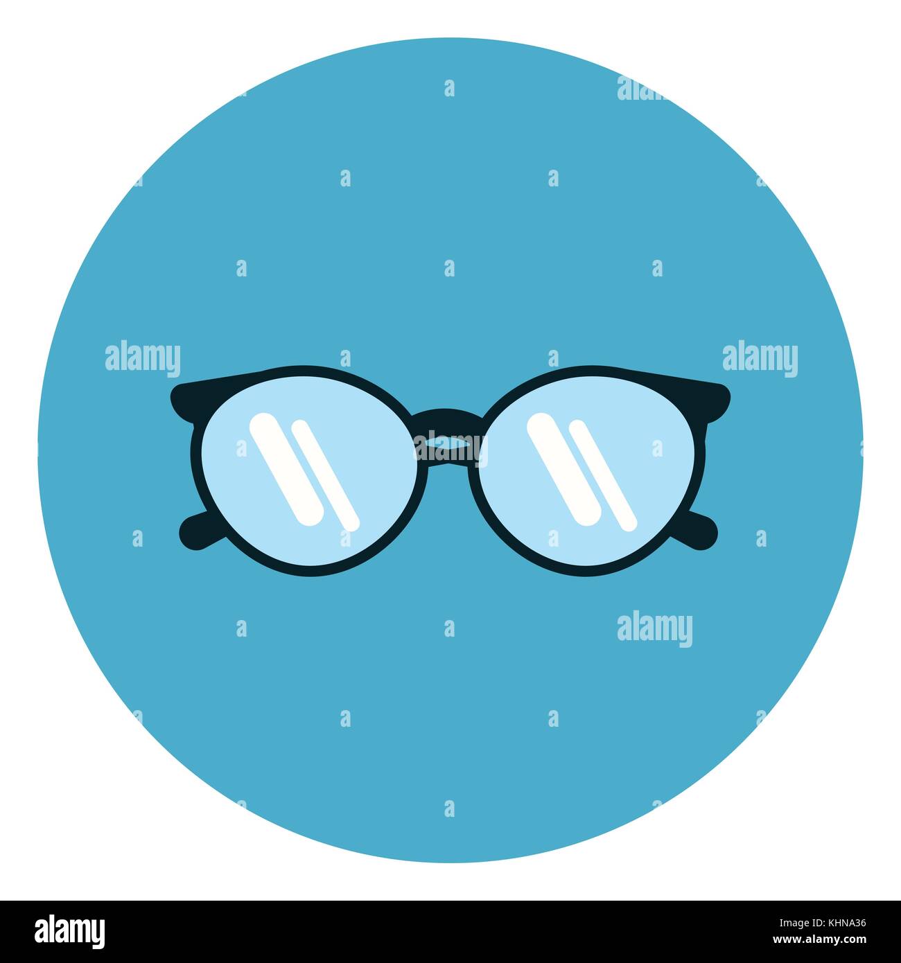 Eye Glasses Icon Modern Eyeglasses On Blue Round Background Stock