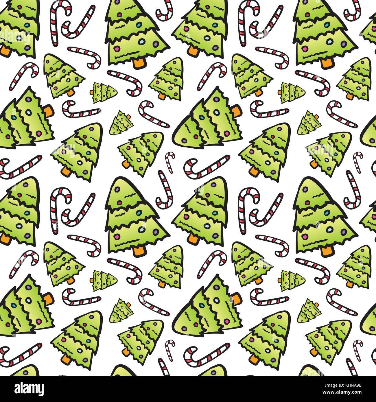 Christmas Tree Seamless Pattern Winter Holiday Ornament On White ...