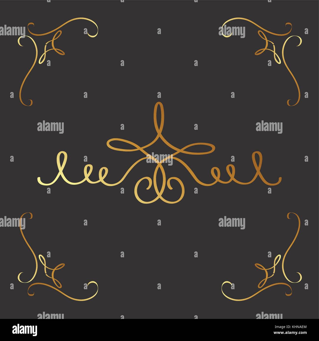 golden calligraphic flourishes decorative ornament design element swirl ...
