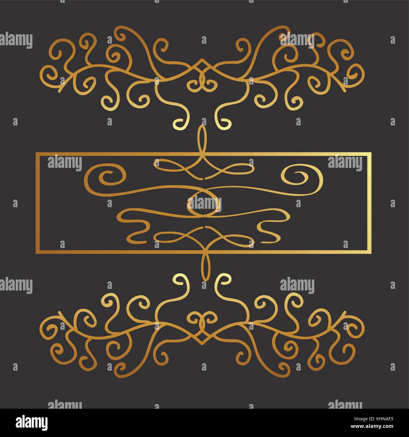golden calligraphic flourishes decorative ornament design element swirl ...