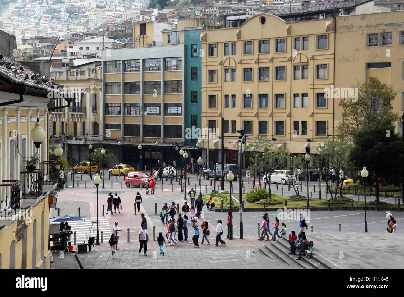 Square in the center of Old Quito in Ecuador Stock Photo