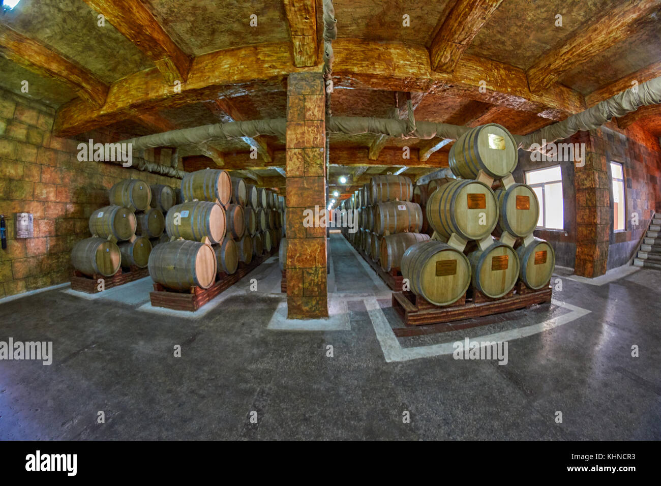 YEREVAN, ARMENIA - 05 AUGUST 2017: Noy (Ararat) Brandy factory museum visit with congac tasting Stock Photo