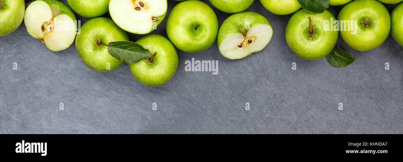 Apples Apple Fruit Fruits Banner Copyspace Slate Green Top View Food Stock Photo Alamy