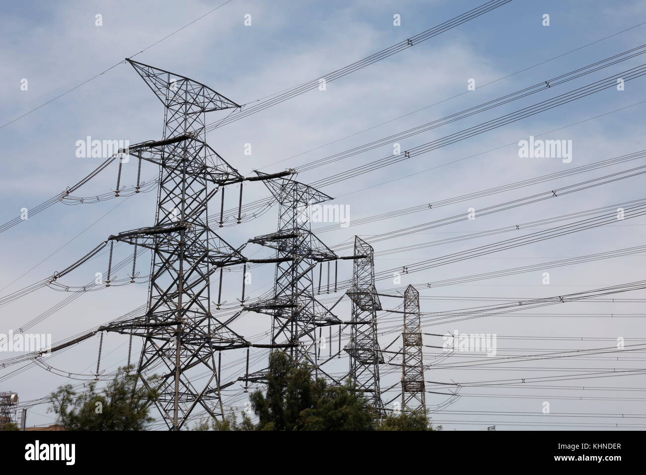 High voltage wire and tower Stock Photo - Alamy