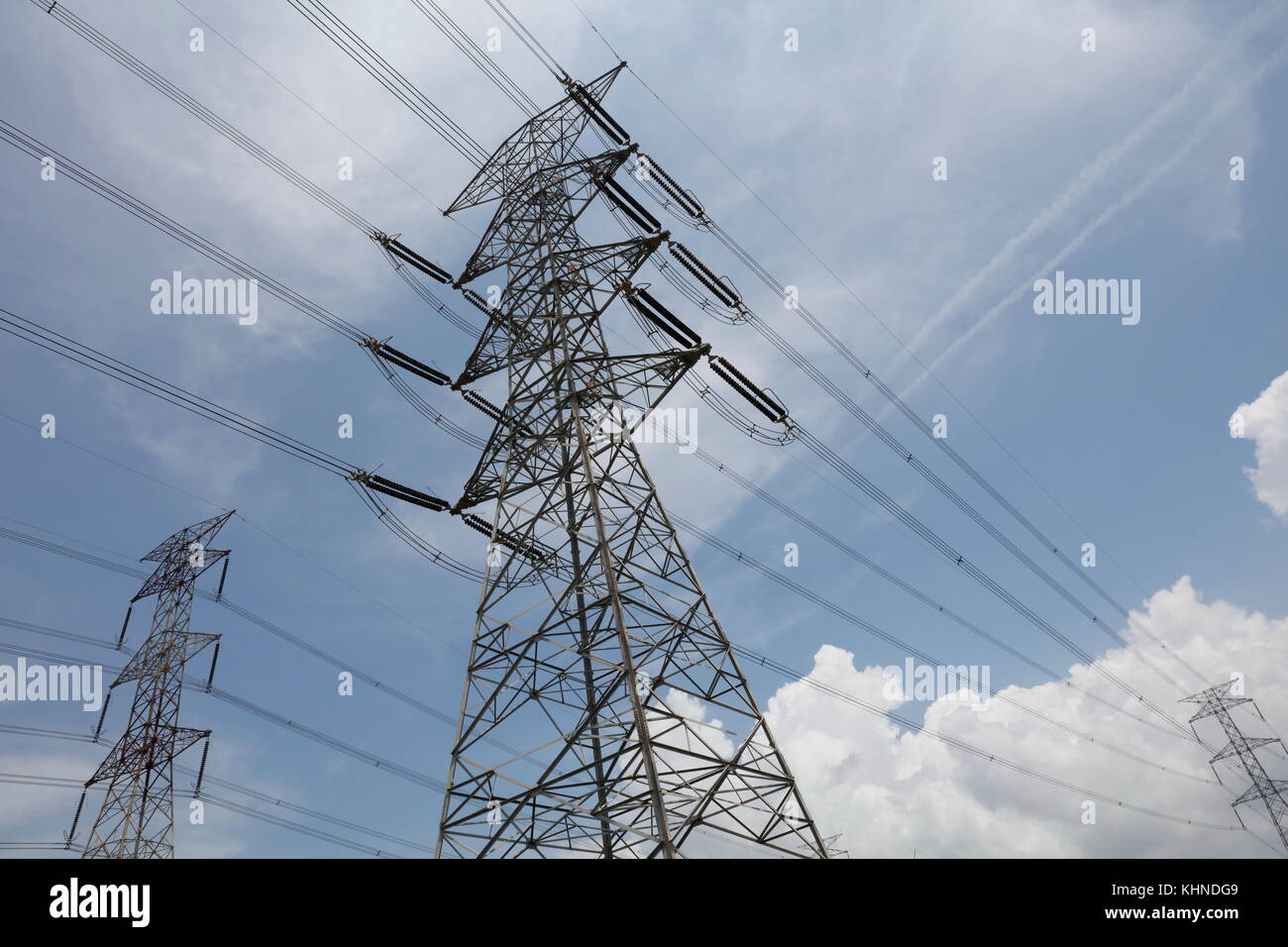 High voltage wire and tower Stock Photo Alamy
