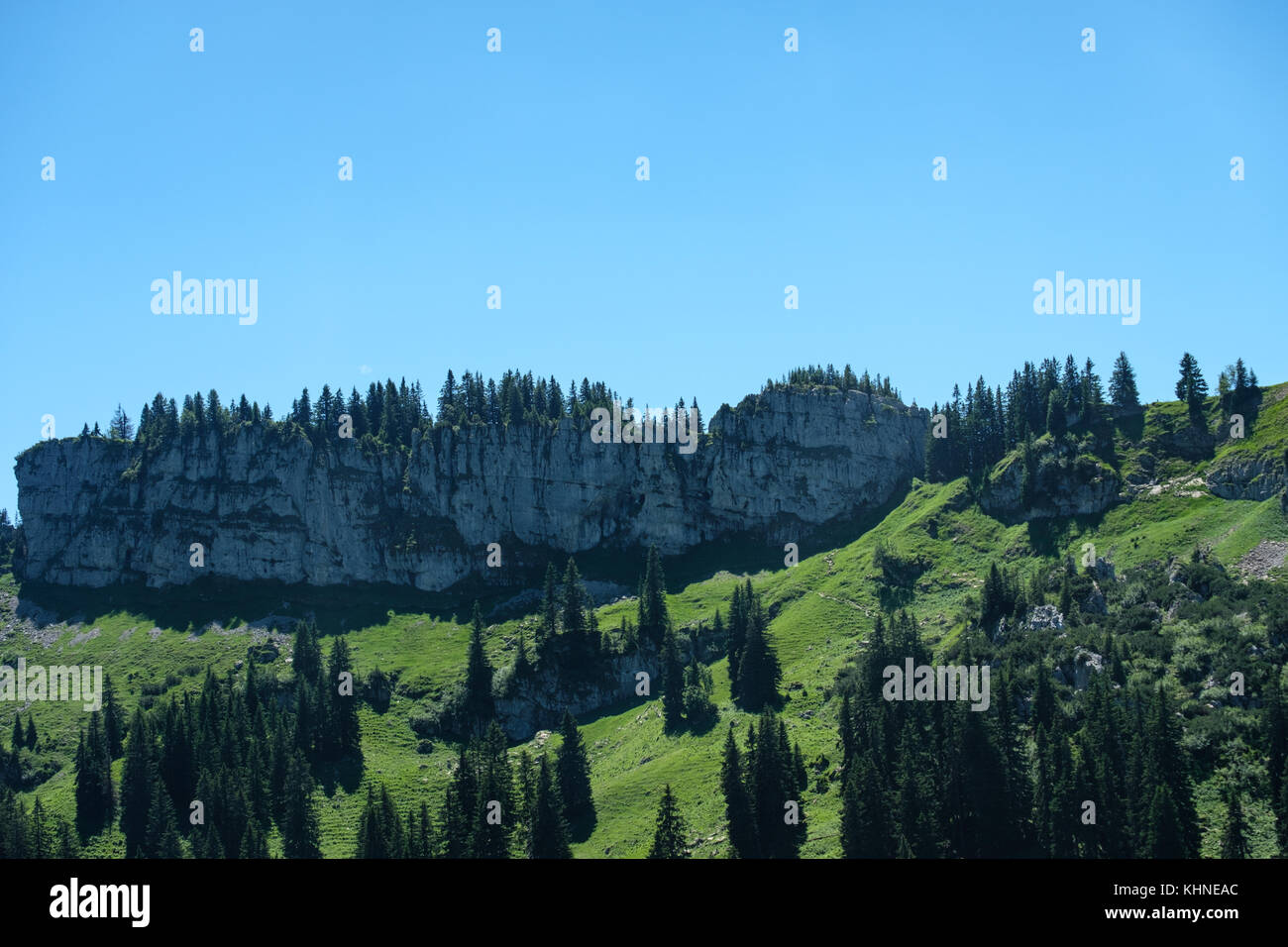 Rocks in the mountains of Bregenzer Wald with blue summer sky Stock ...