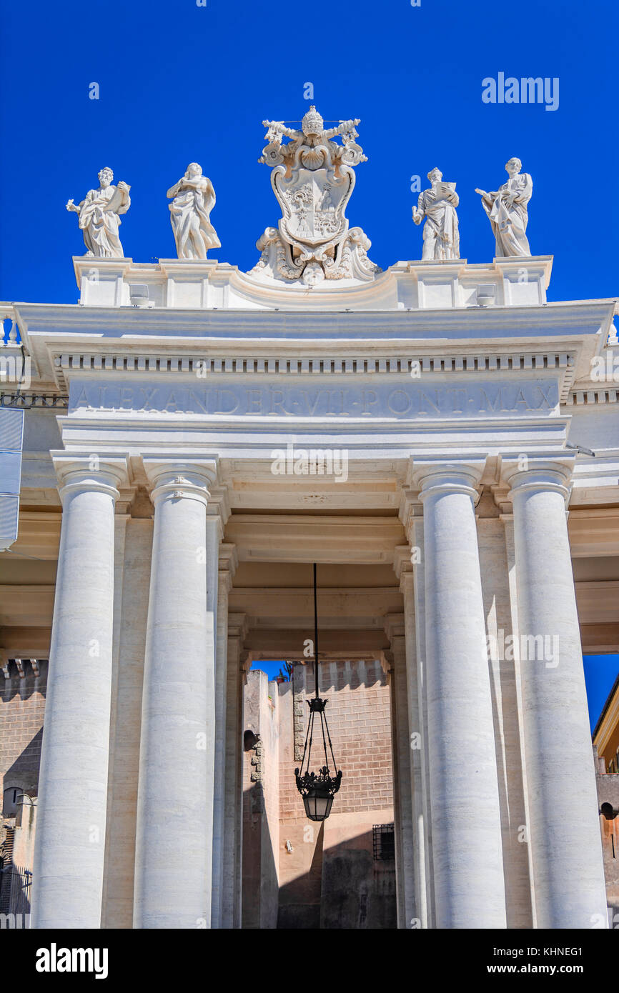 Architectural detail in Saint Peter Square in Vatican, Rome,Italy Stock Photo