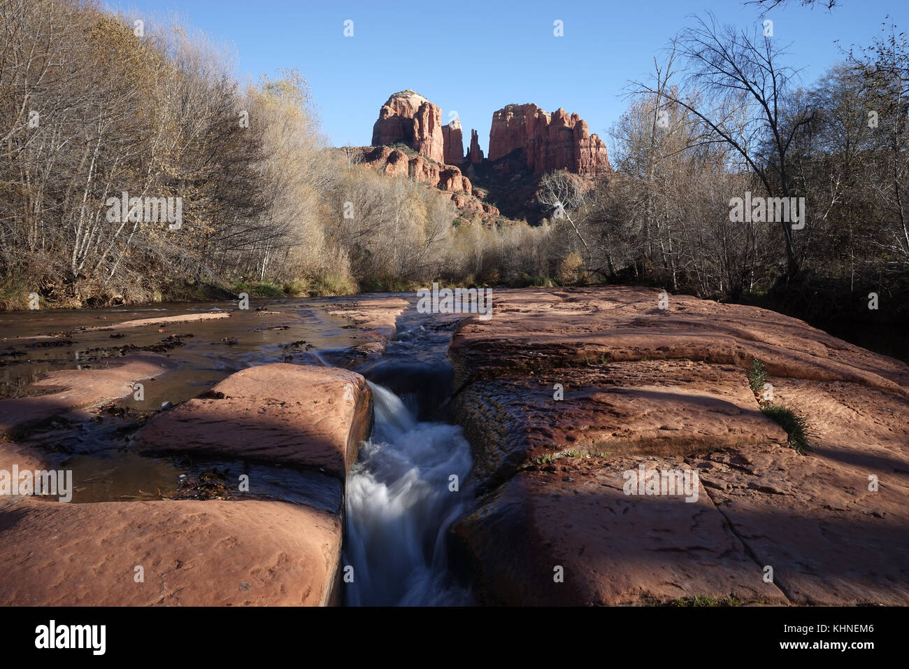 river rapid on red rocks in front of cathedral rock sedona arizona ...