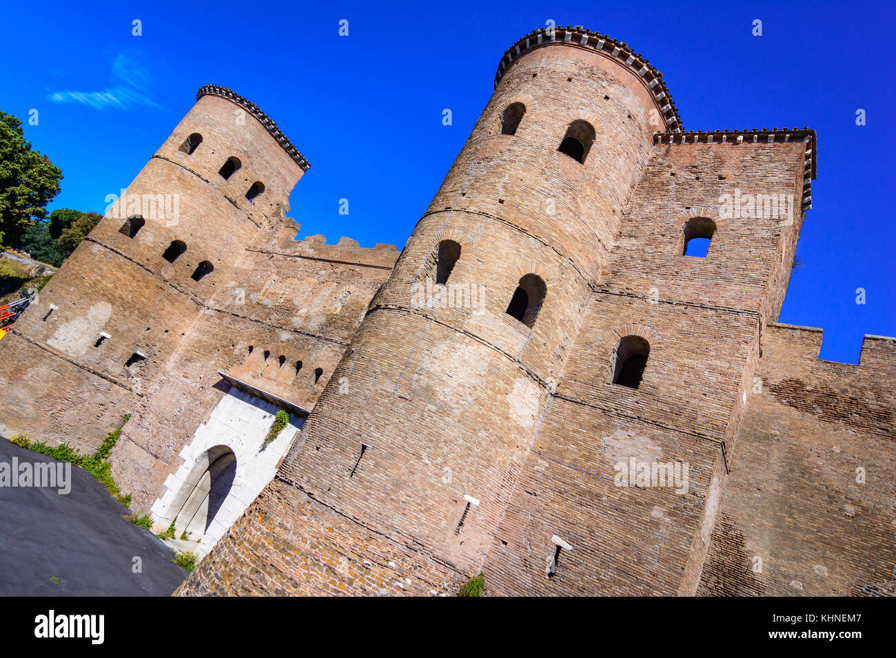 The Porta Asinaria,Roma,Italy, a gate in the Aurelian Walls of Rome Stock Photo