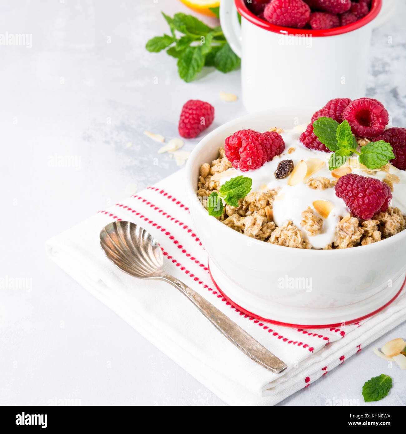 Healthy breakfast with granola and berries Stock Photo Alamy