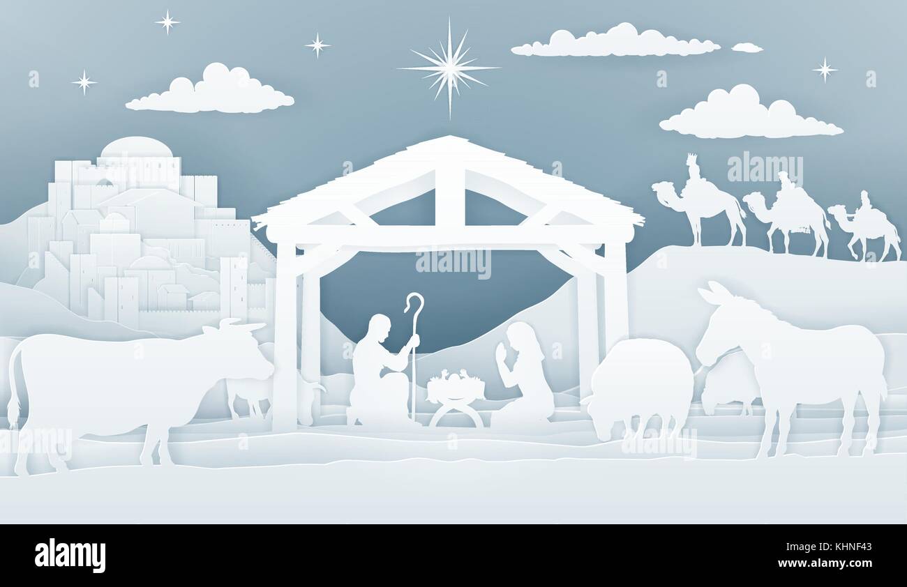 Nativity Christmas Christian Scene Stock Vector