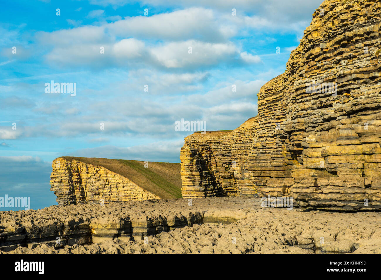 Rocks and Cliffs at Nash Point Beach on the Glamorgan Heritage Coast, south Wales Nash Point Beach, Stock Photo