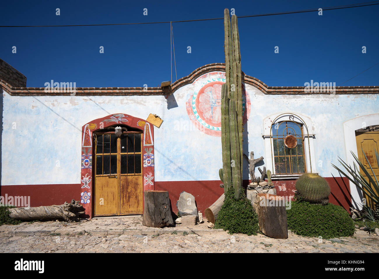 Mexican architecture in Mineral de Pozos Stock Photo