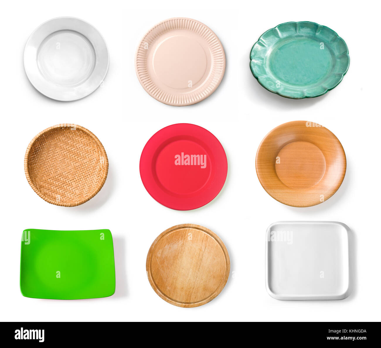 Different tableware isolated on white background Stock Photo - Alamy