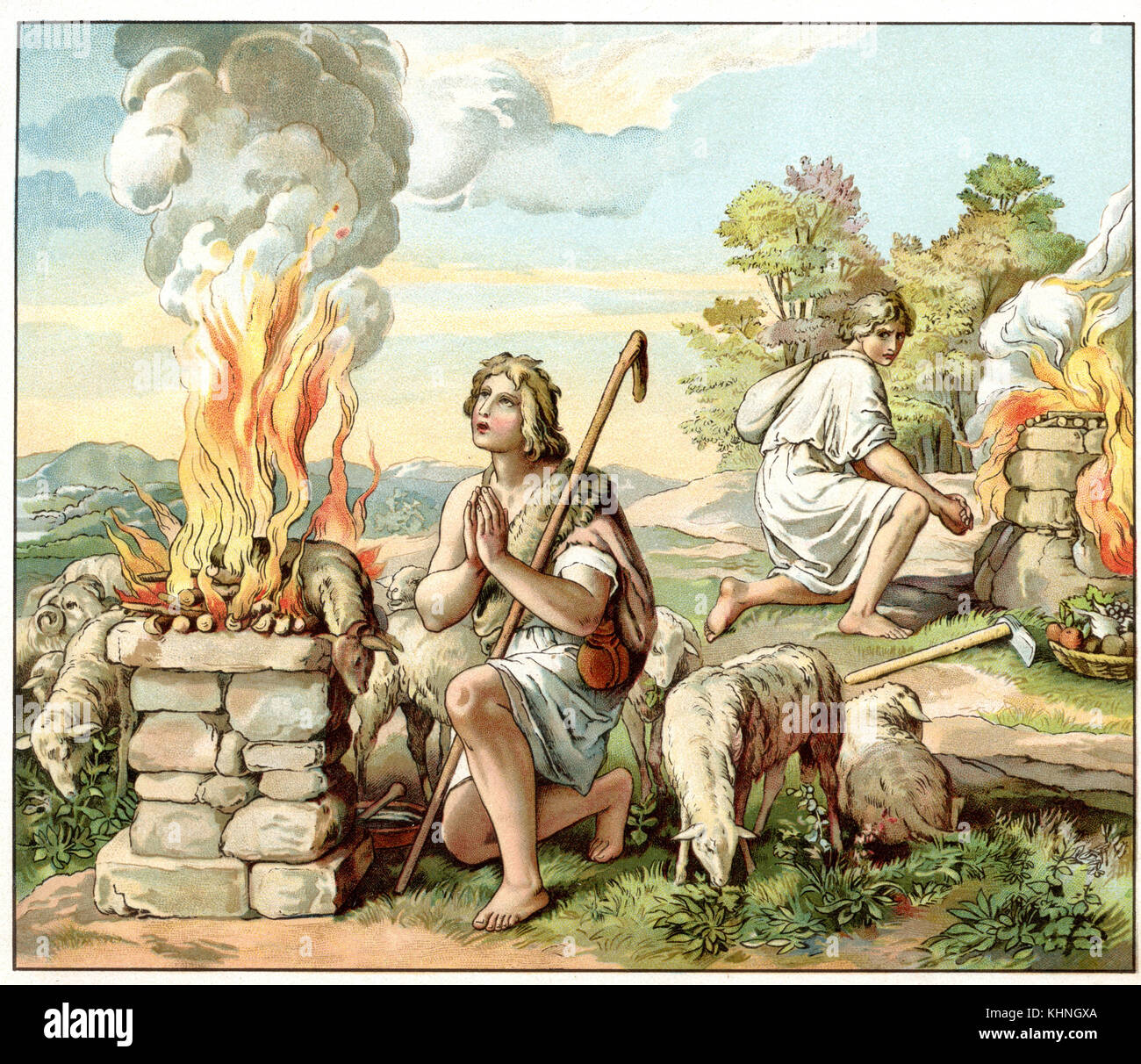 Cain and Abel's sacrifice (Kain und Abels Opfer) Stock Photo