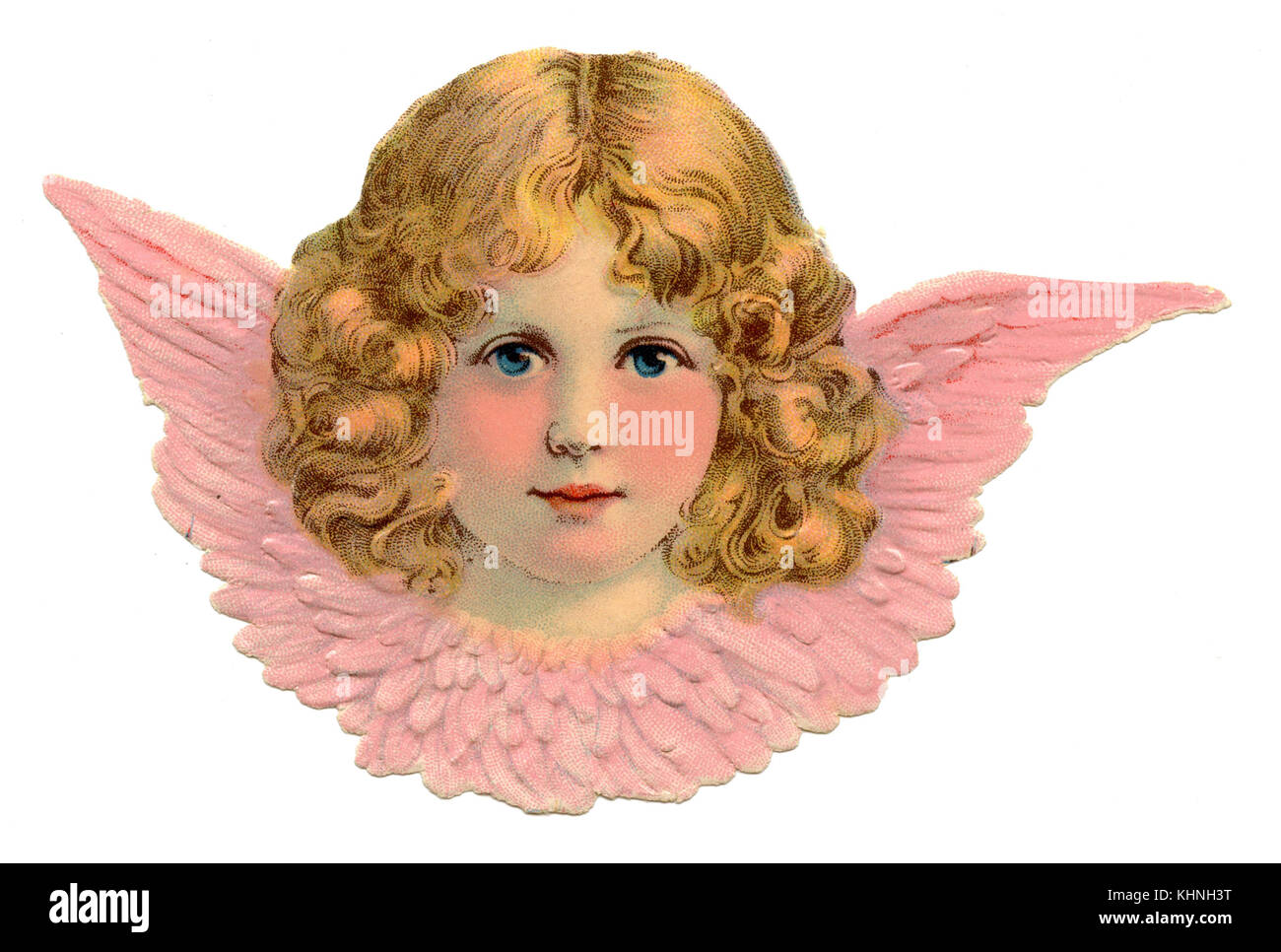 scrap: angel face, pink (Glanzbild, Oblate: Engelsgesicht, rosa) Stock Photo