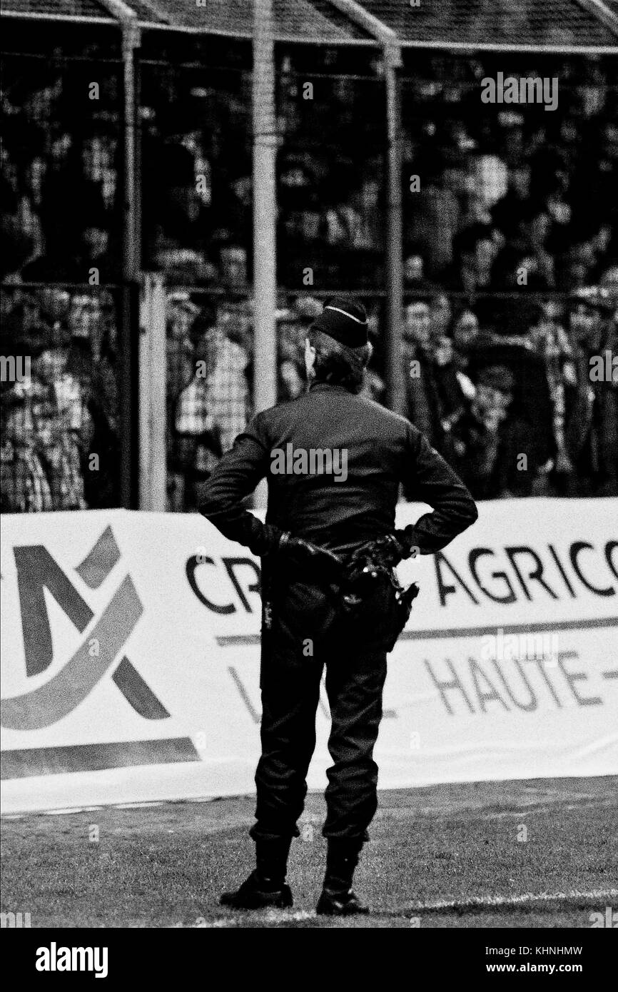 Football: Saint-Etienne vs Lyon, a derby under heavy police control, Saint-Etienne, Lyon Stock Photo