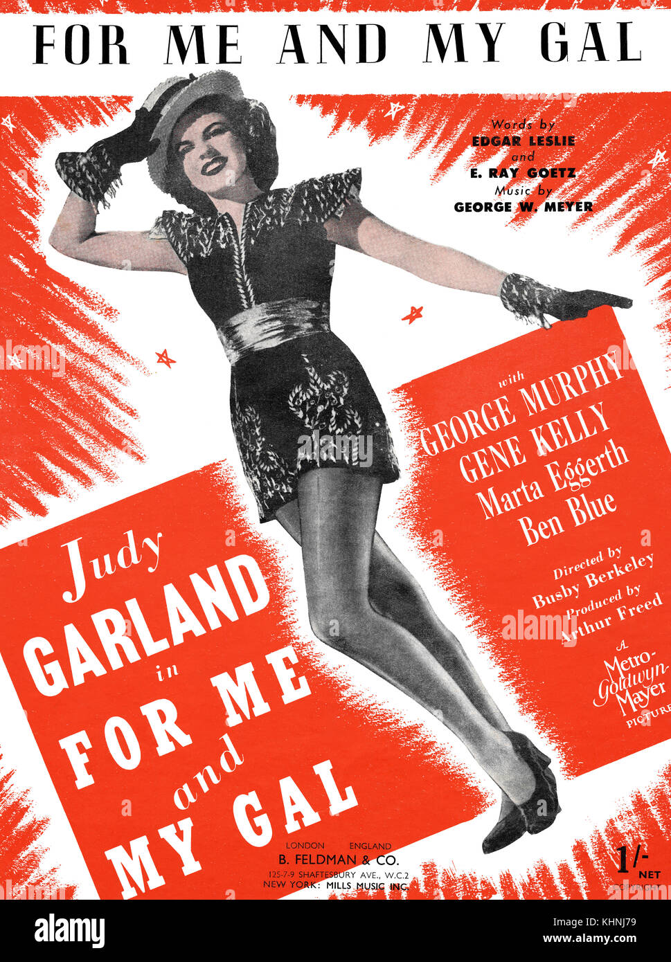 Vintage sheet music for For Me And My Gal, from the 1942 musical of the same name starring Judy Garland. Stock Photo