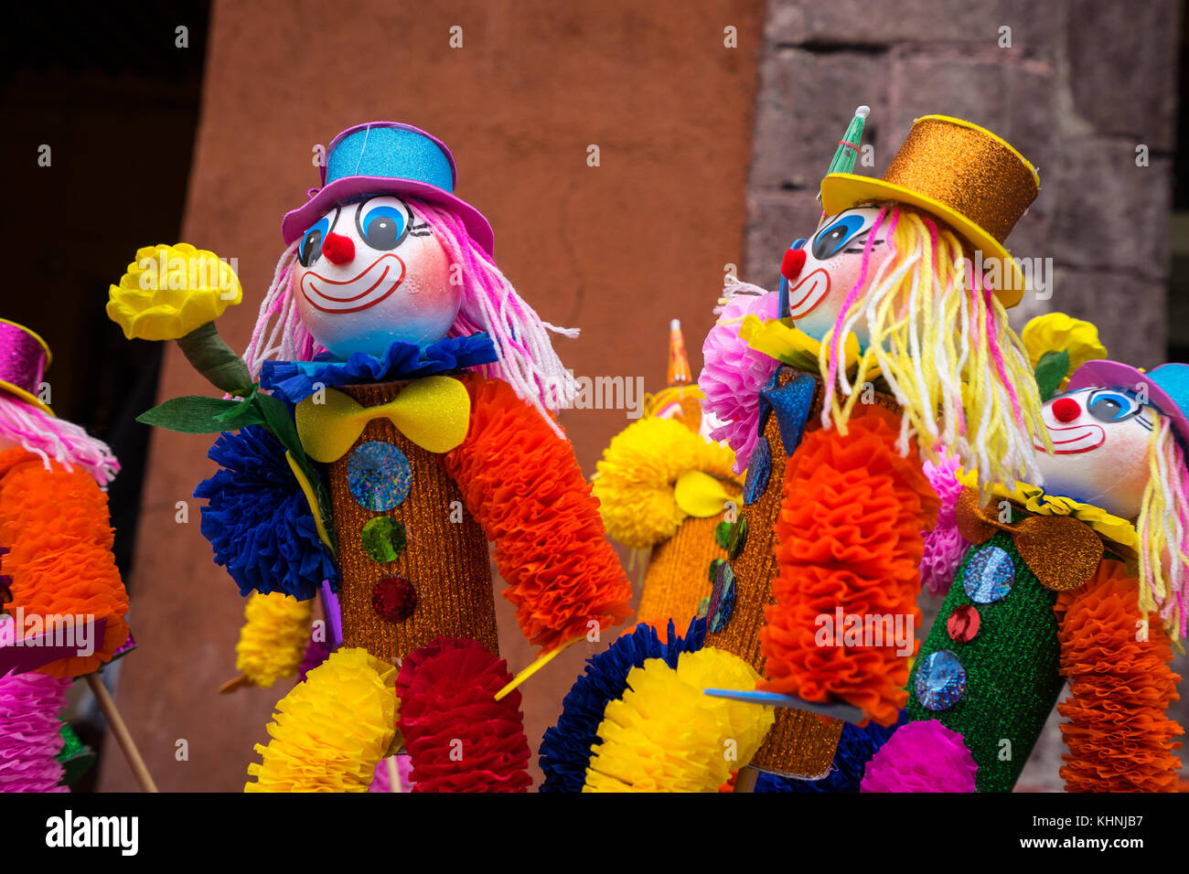 coourful puppets for sale in mexico at street vendors Stock Photo