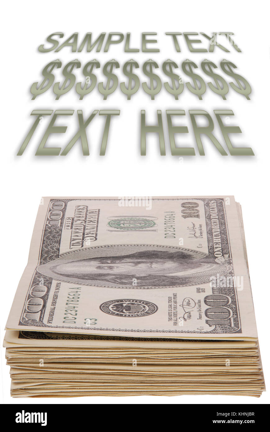Stack of $100 bills on white background Stock Photo - Alamy