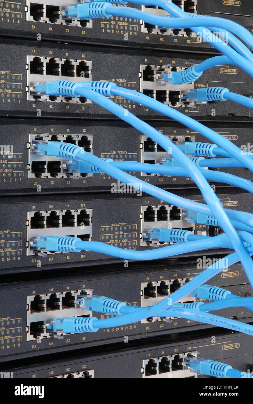 network hub and patch cables Stock Photo Alamy