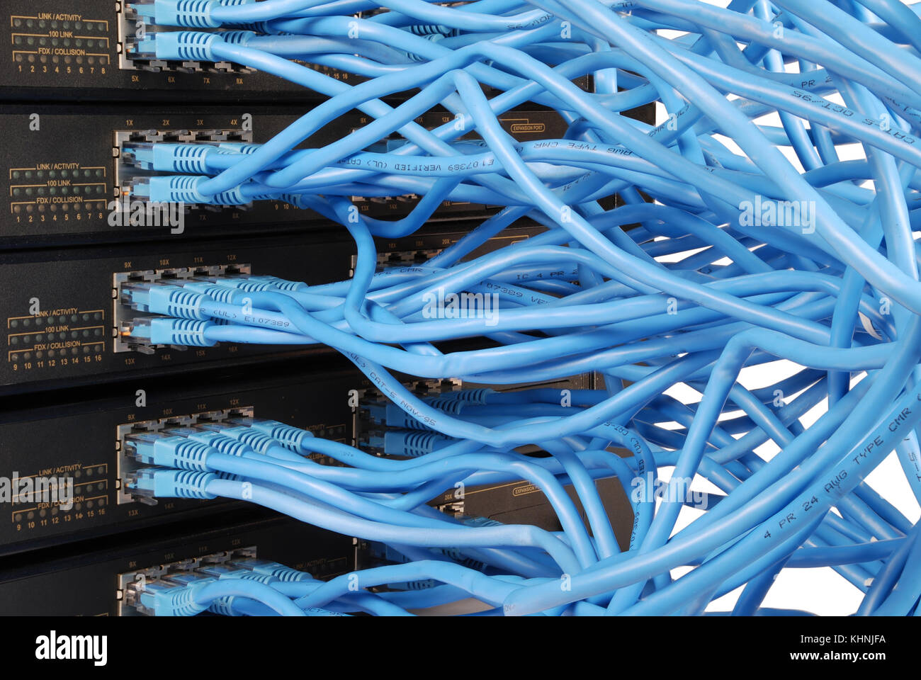 network hub and patch cables Stock Photo Alamy