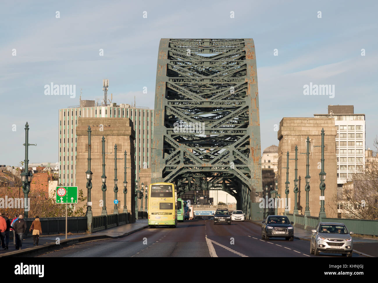 Traffic passing over the Tyne road bridge, Newcastle upon Tyne, England, UK Stock Photo