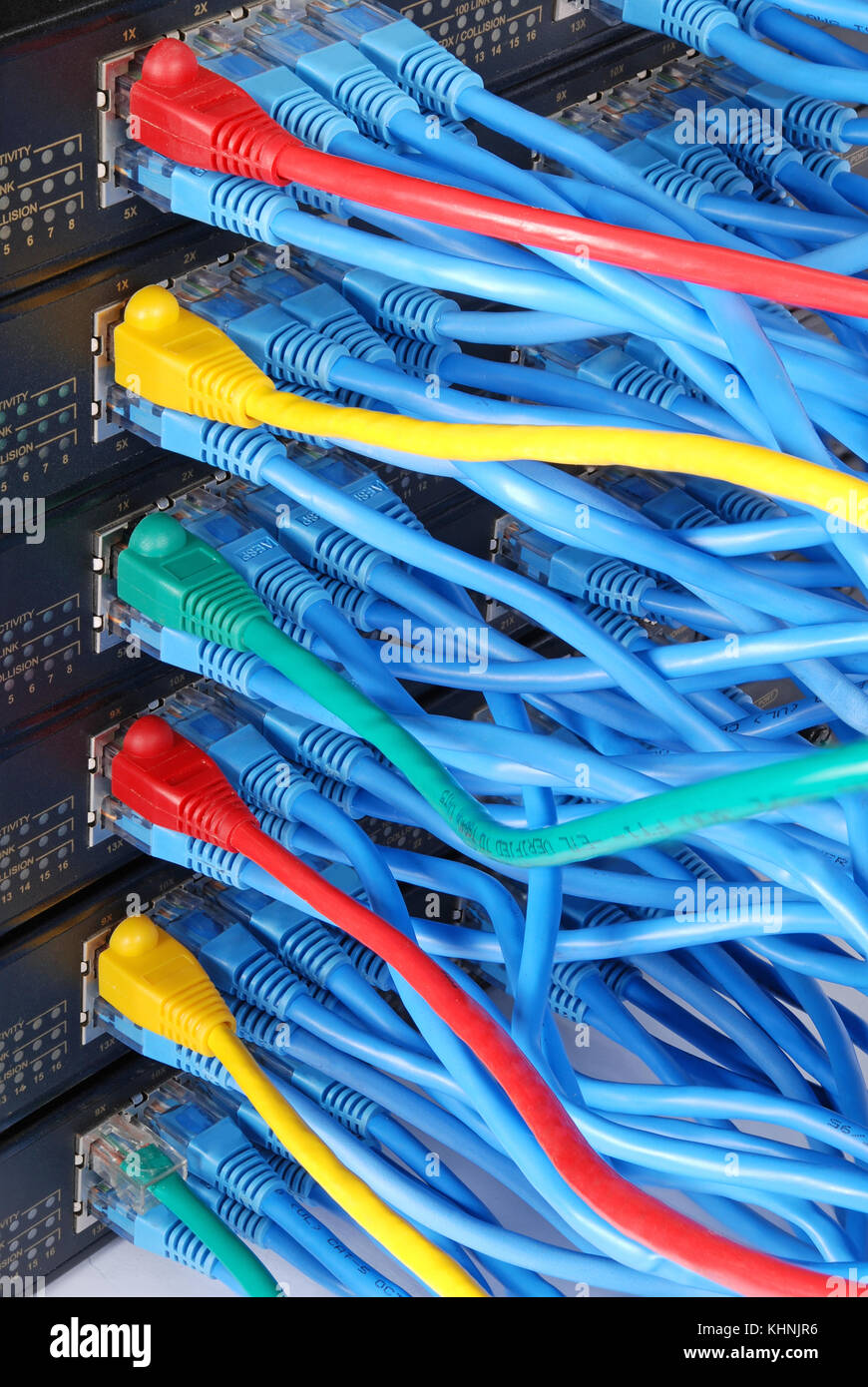 network hub and patch cables Stock Photo Alamy