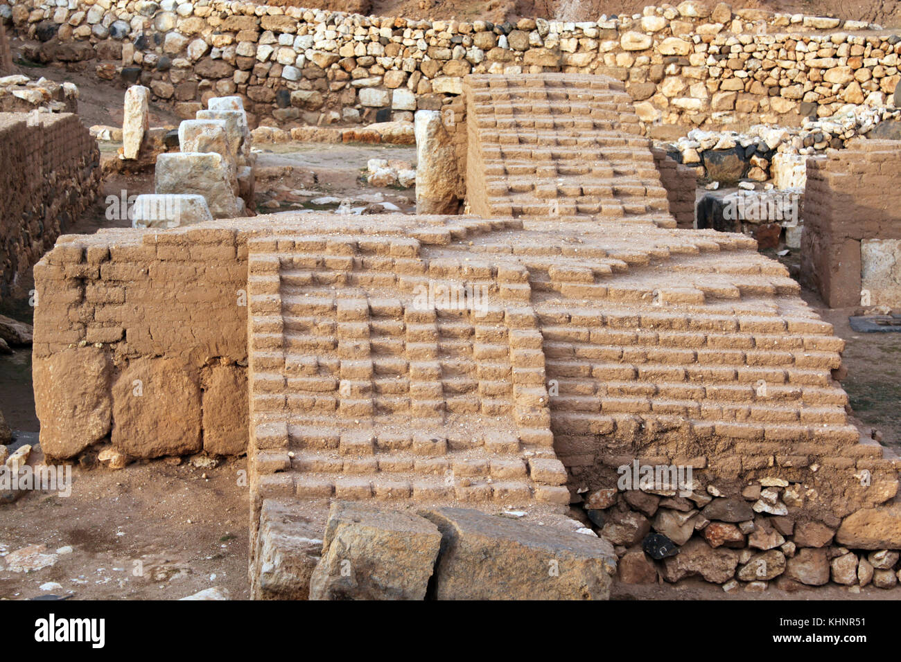 Ruins of ancient houses in Ebla, Syria Stock Photo