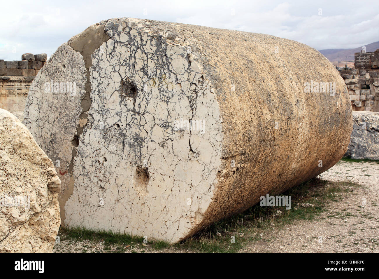 Very big marble column in Baalbeck temple, Lebanon Stock Photo Alamy