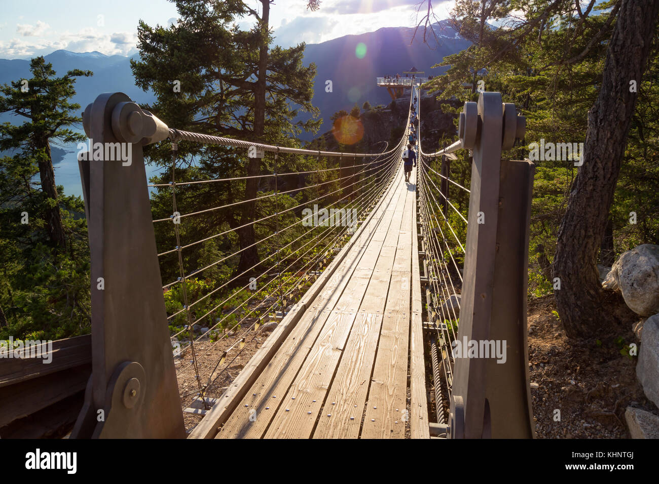 Suspension Bridge on Top of a Mountain in Squamish, North of Vancouver
