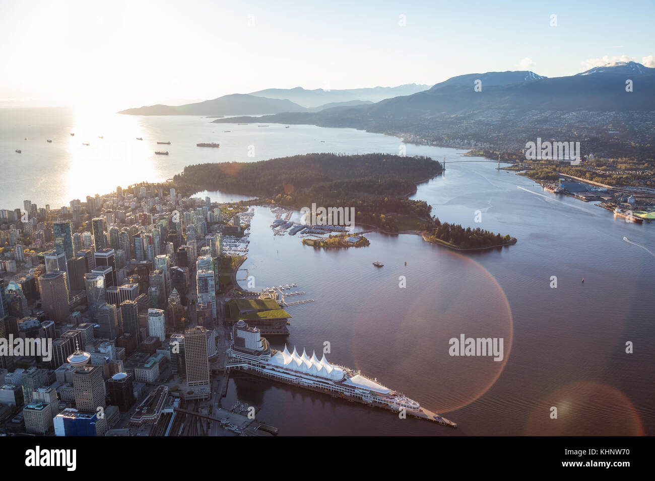 Beautiful Aerial View of Vancouver Downtown, British Columbia, Canada ...