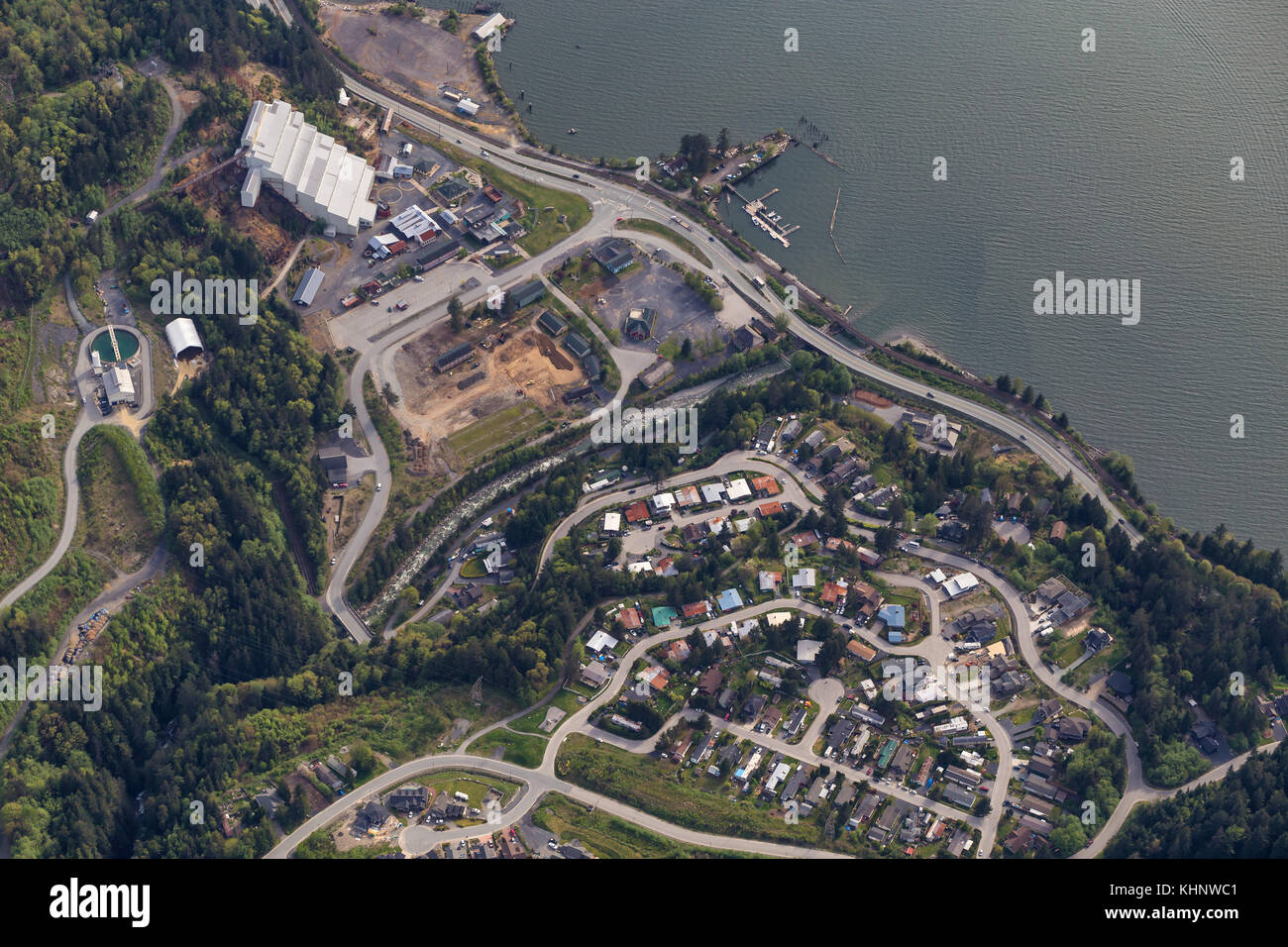 Britannia Beach, British Columbia, Canada. Taken from an Aerial Perspective. Stock Photo