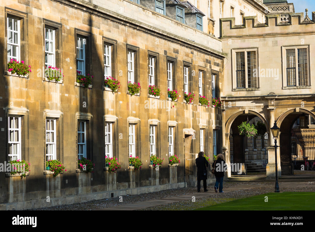 Old Court at Peterhouse College, the oldest college of Cambridge University. The building is the college chapel. Cambridgeshire, England, UK. Stock Photo