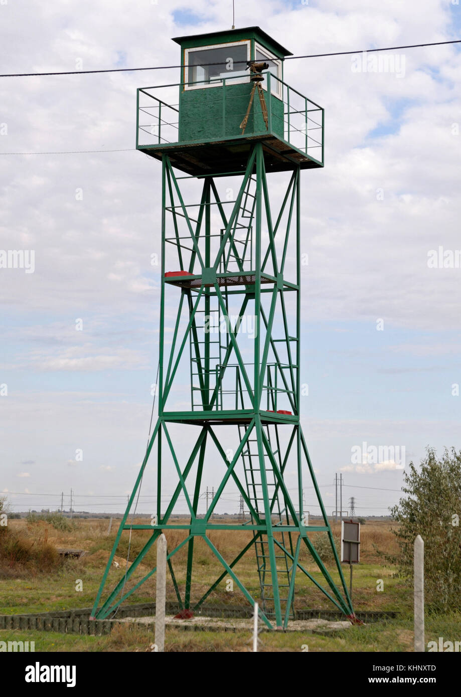 Watchtower at the border crossing point Chaplynka. September 20, 2017. Khersonskaya oblast, Ukraine Stock Photo