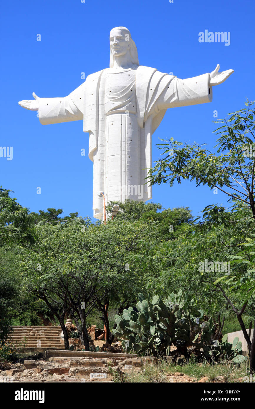 White big statue of Jesus Christ on the hill in Cochabamba, Bolivia