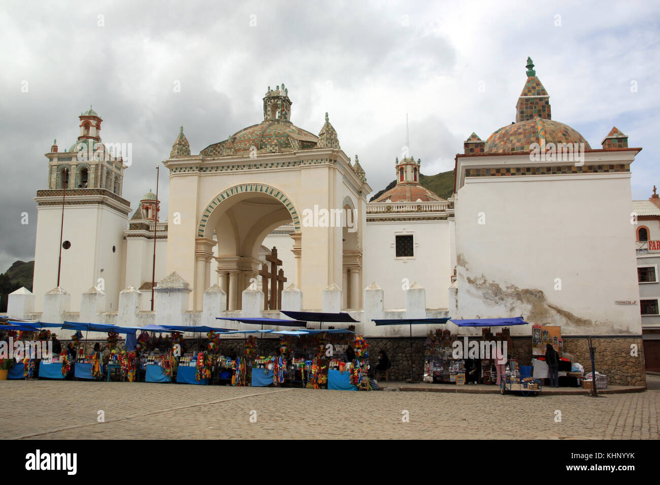 Square near the church in Copacobana, Bolivia Stock Photo