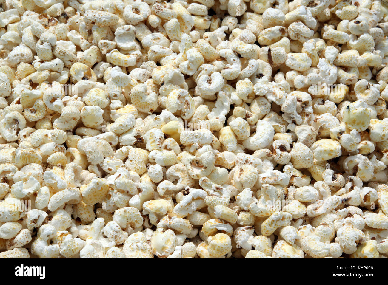 Alot of big popcorn on the table Stock Photo