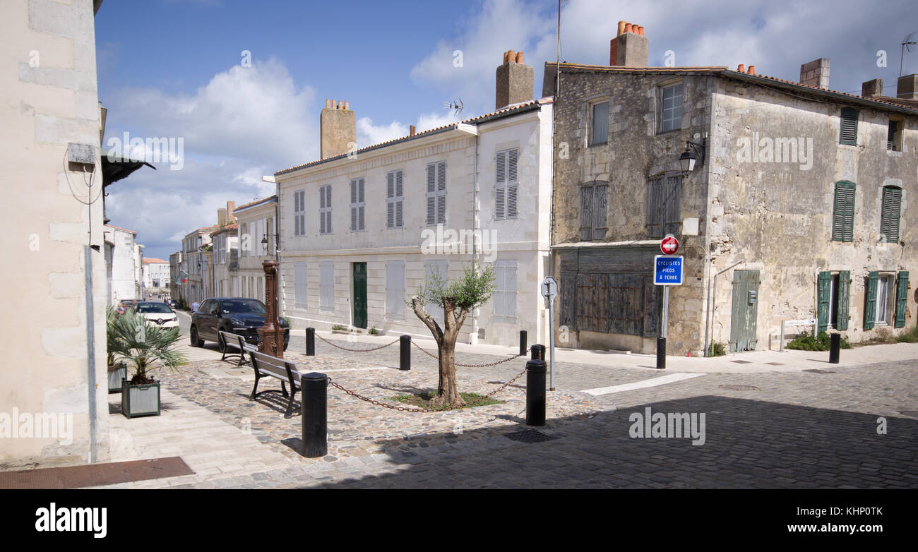 Saint-Martin-de-Ré, quiet street Stock Photo