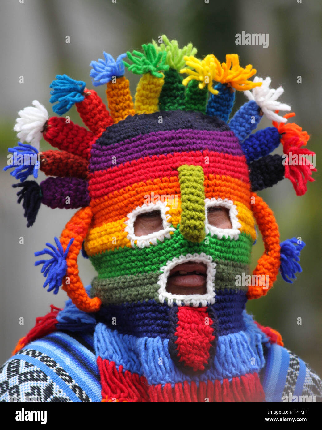 Character in costume at a street carnival in Lima, Peru Stock Photo