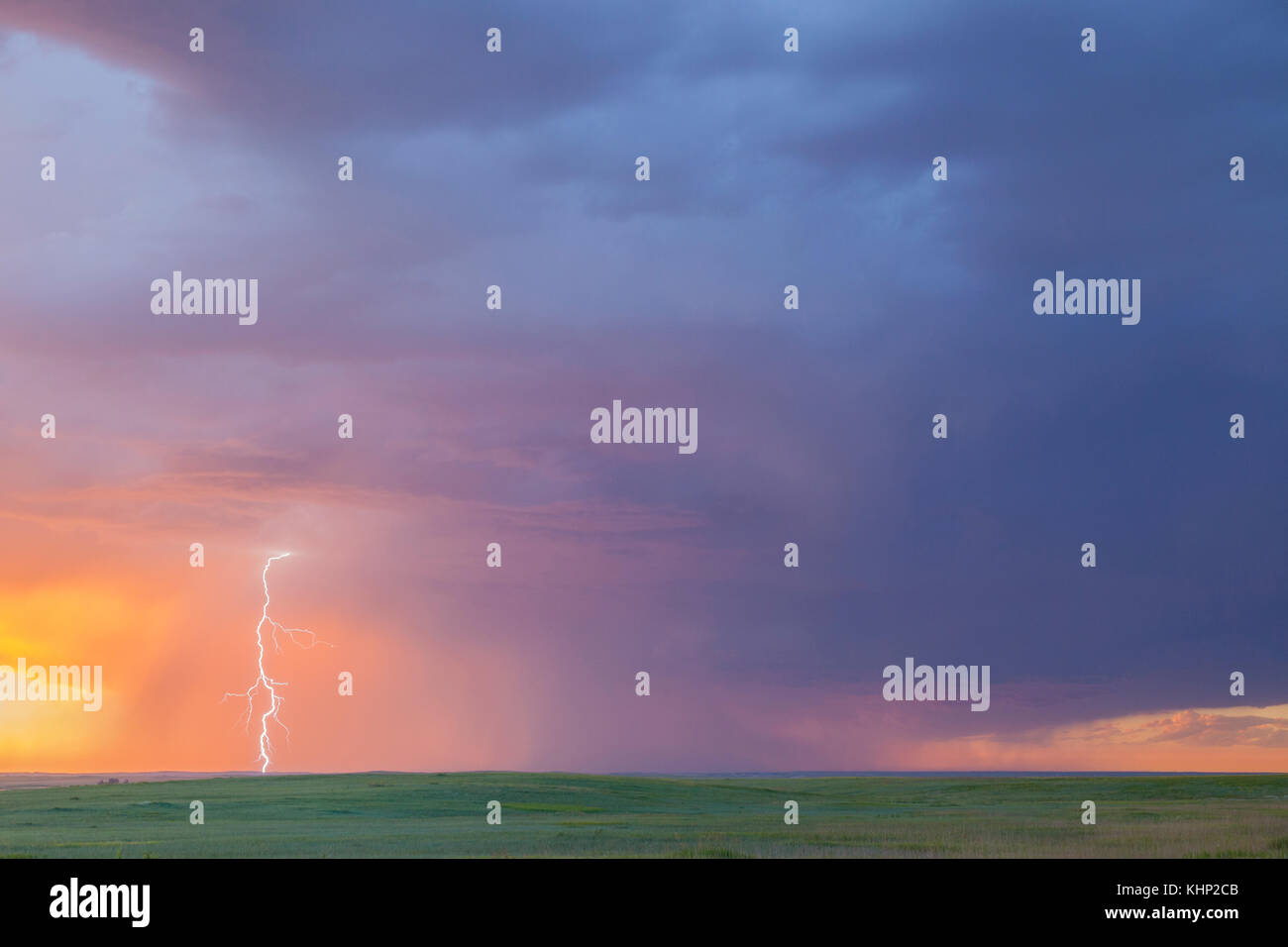 Lightning strike over prairie, Badlands National Park, South Dakota Stock Photo Alamy