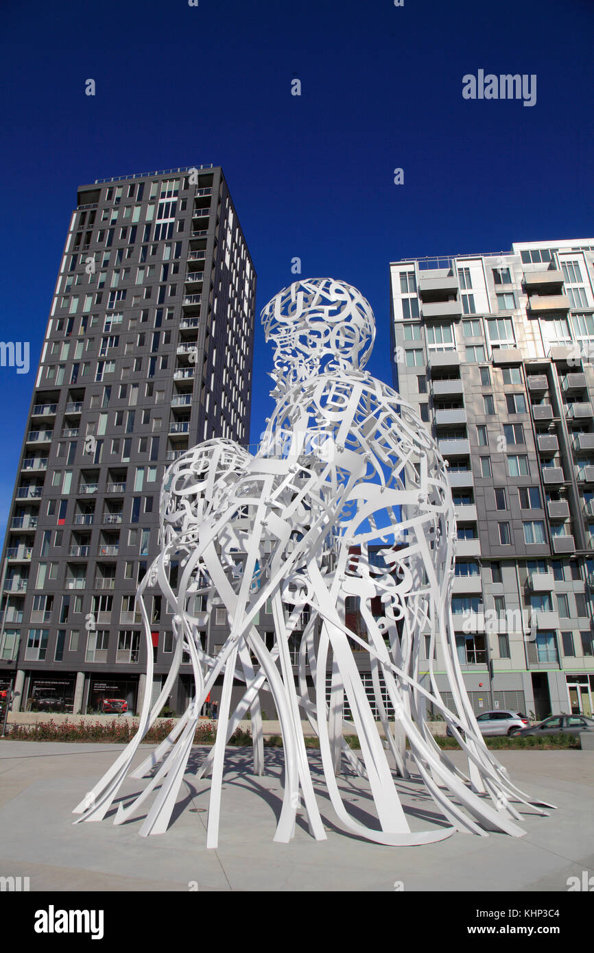 Canada, Quebec, Montreal, Source, sculpture by Jaume Plensa Stock Photo