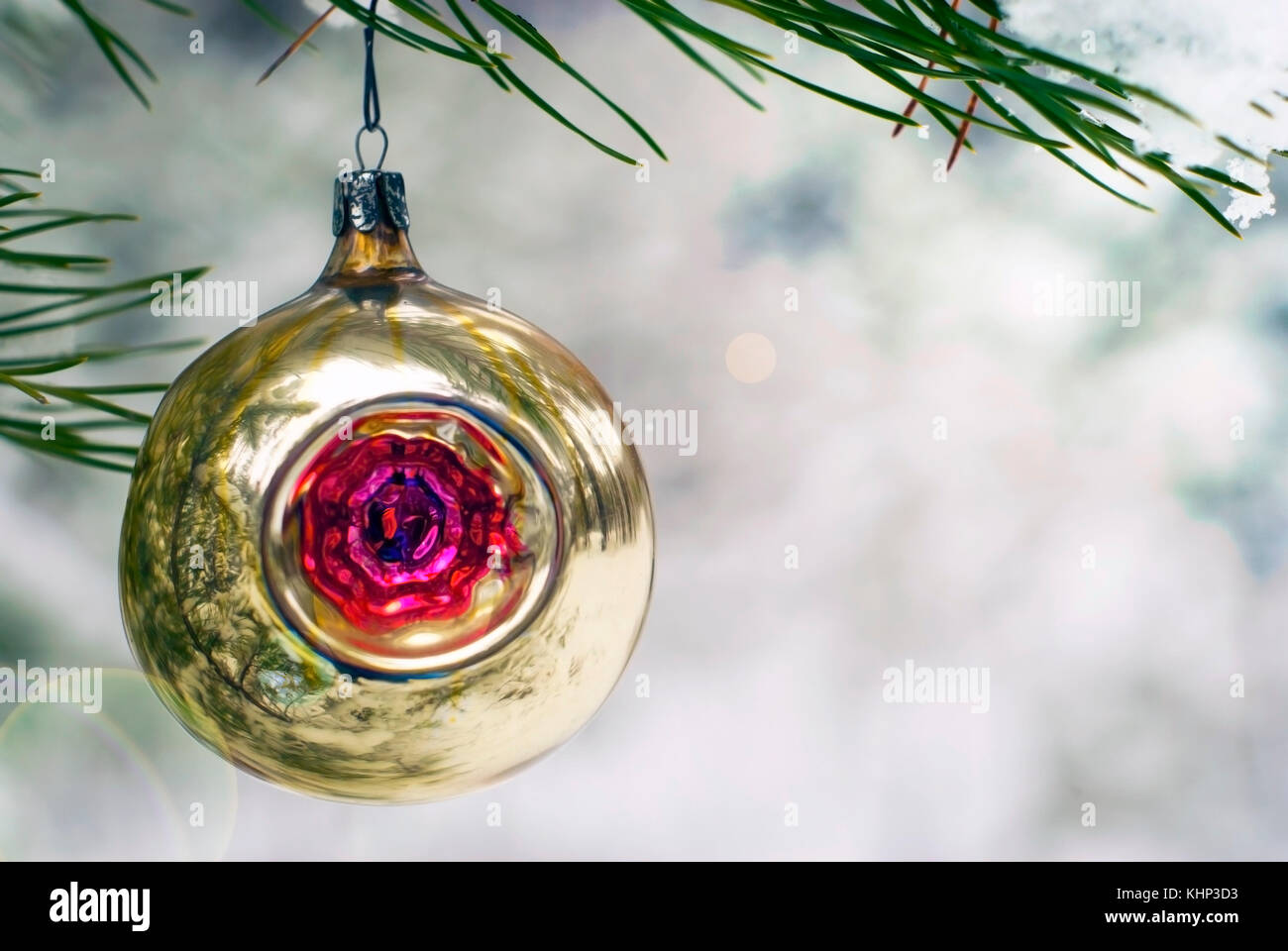 Old Handmade Glass Christmas Ornament Bauble With A Color Cavity Stock Photo Alamy