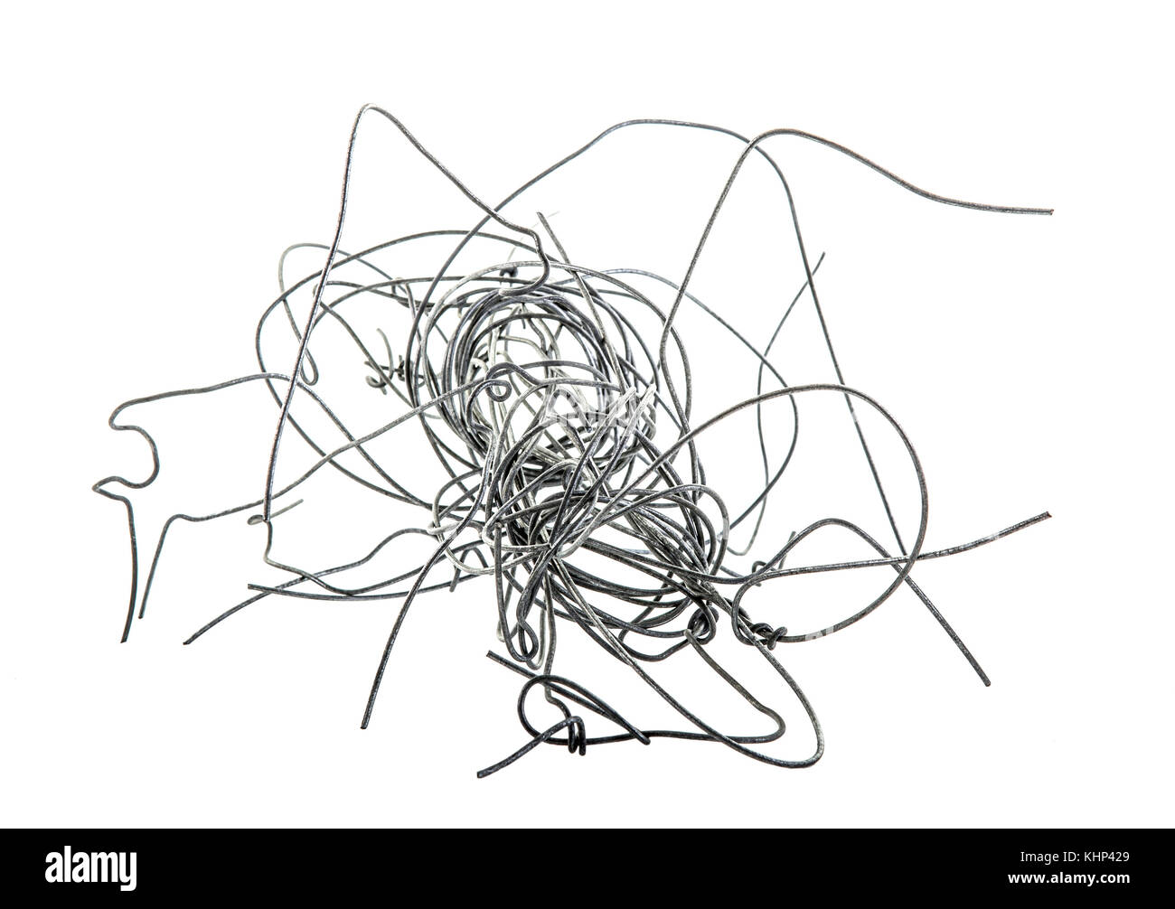 Random tangle of wires on a white background Stock Photo