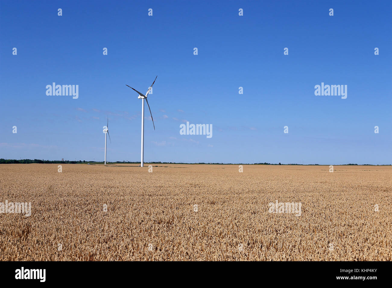 wind turbines on wheat field landscape Stock Photo - Alamy