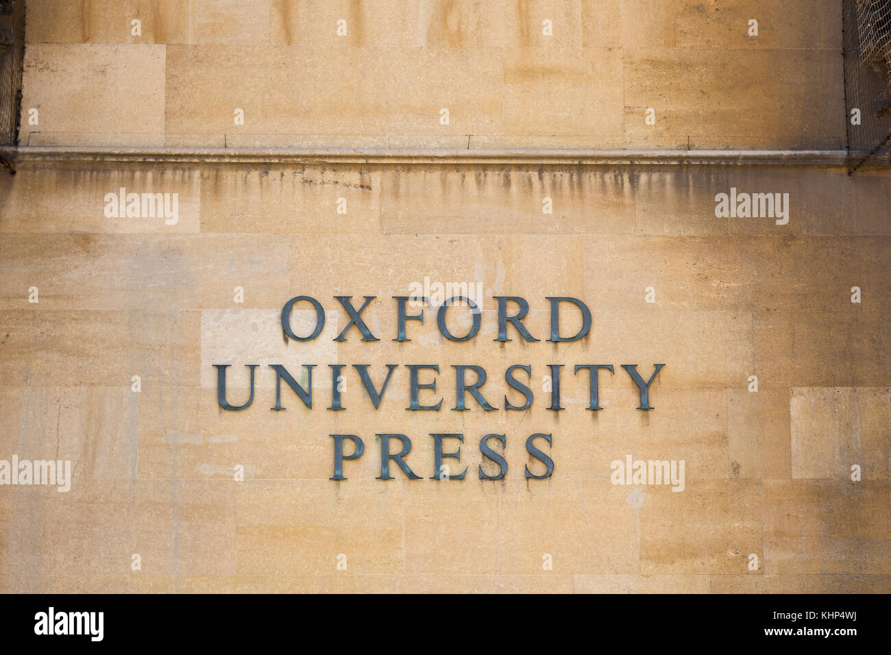 UK, Oxford, the Oxford University Press signage. Stock Photo