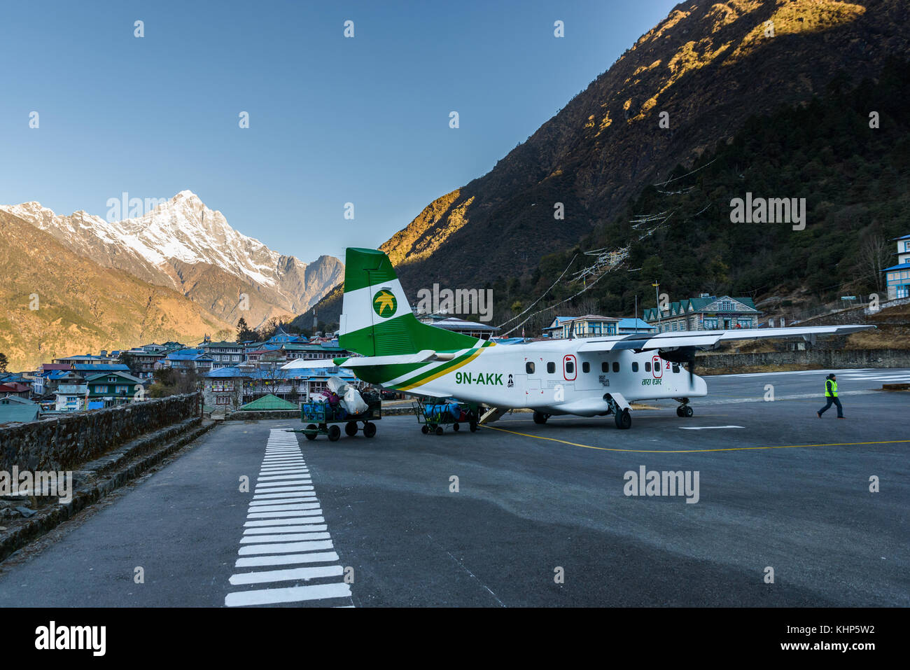KATHMANDU, NEPAL - CIRCA JANUARY 2017: Tenzing–Hillary Airport, also known as Lukla Airport is said to be one of the most dangerous airport in the wor Stock Photo